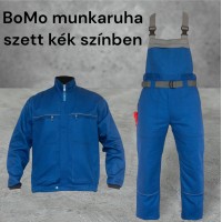 BoMo munkaruha szett, kantáros nadrág+kiskabát kék színben